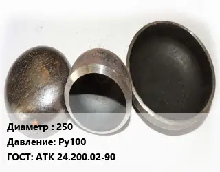 Заглушка стальная 250 Ру100 ГОСТ: АТК 24.200.02-90